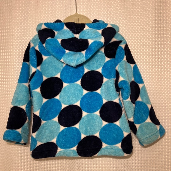 Hanna Andersson Plush Blue and Black Polka Dot fleece jacket - Picture 2 of 15